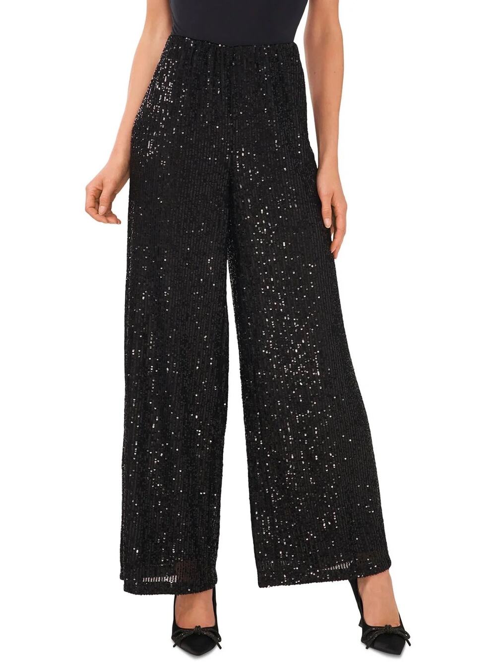 VELVET By Graham & Spencer Pants Size Extra Large Sequin Wide Leg Pant Black NWT